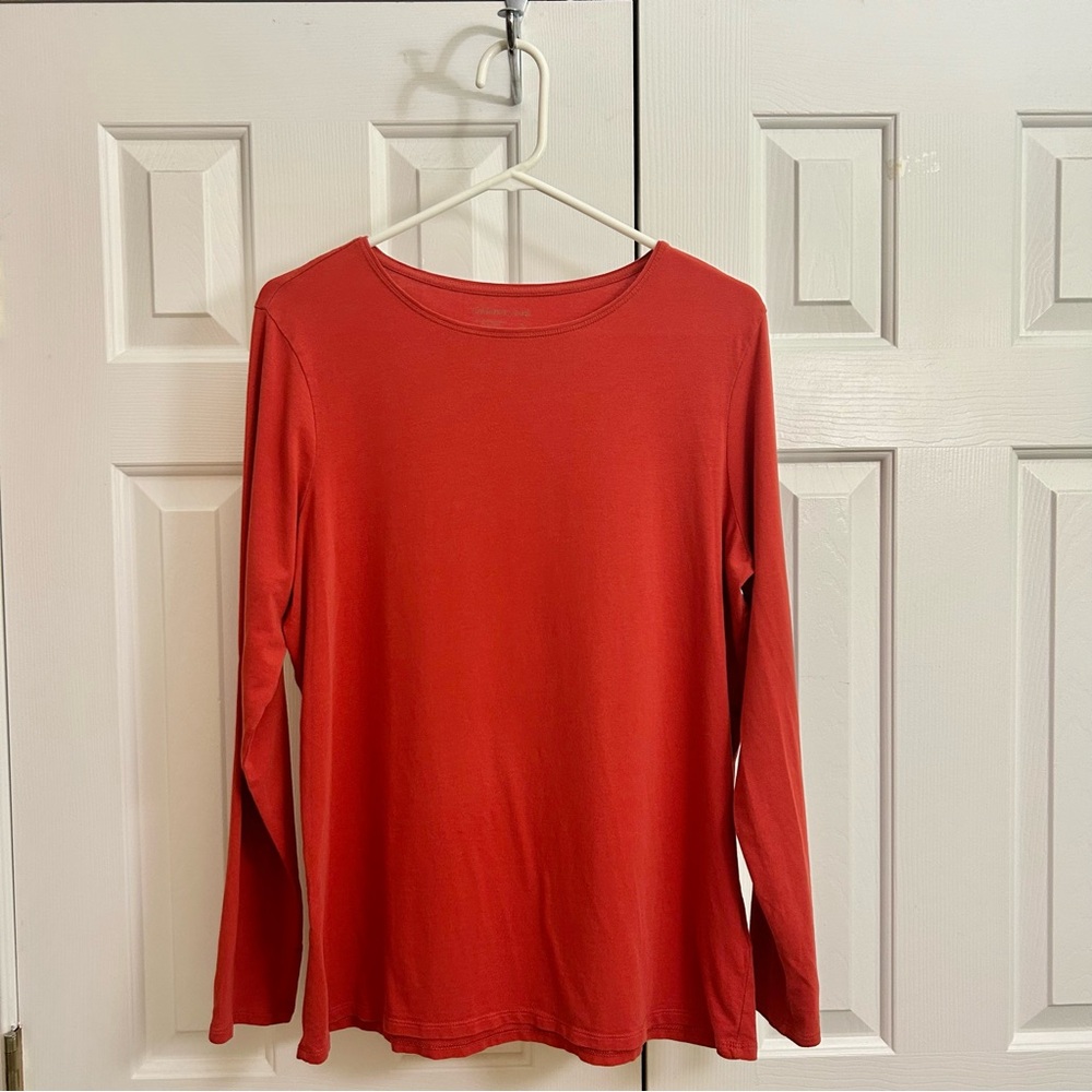 Coldwater Creek Supima Cotton Women’s Burnt Orange Long Sleeve Fall Top XL